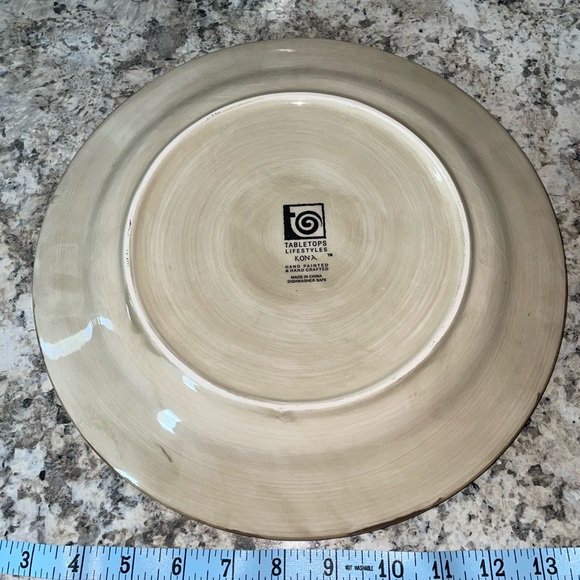 4 Tabletops Unlimited Kona Hand Painted Dinner Plate Palm Tree Design - Picture 11 of 13